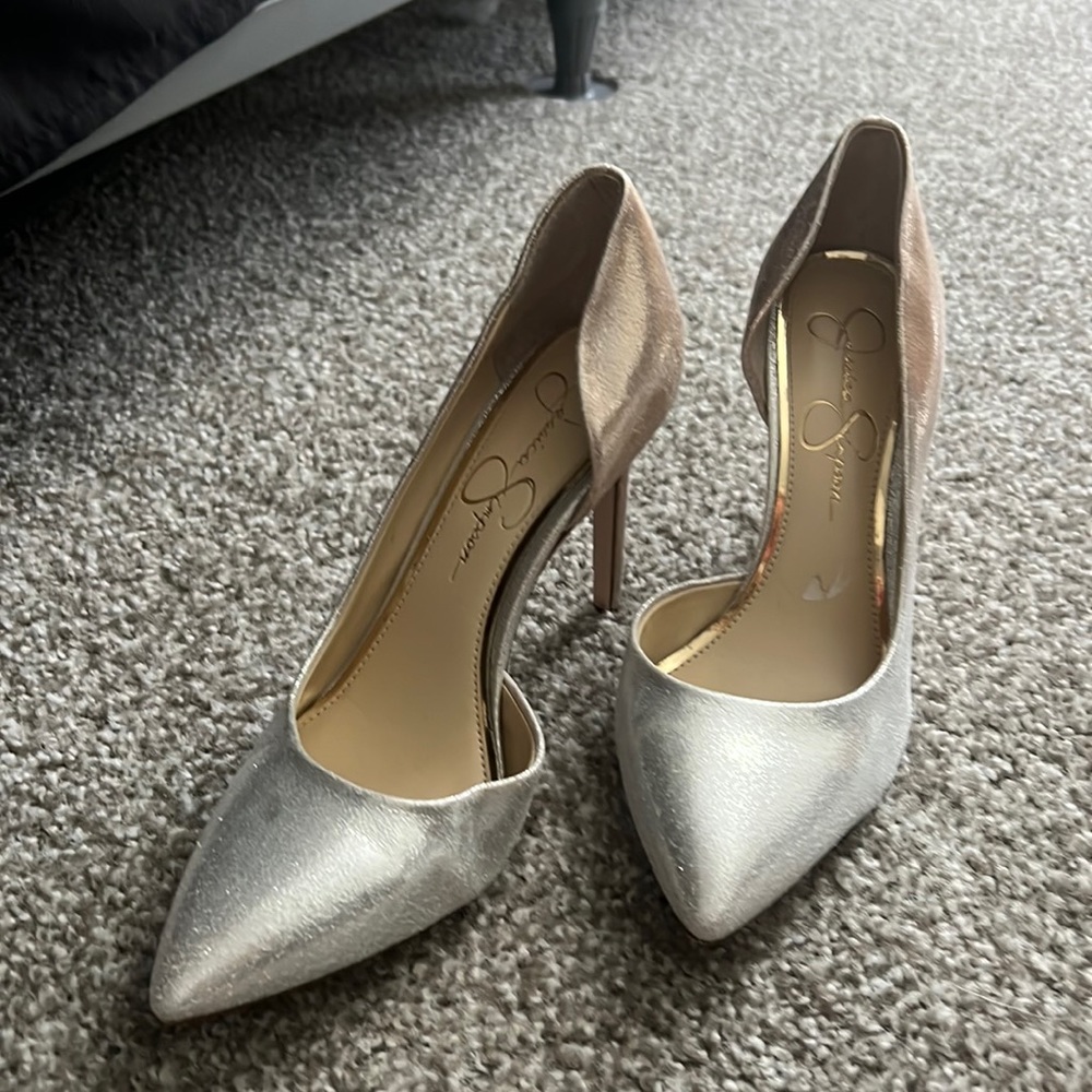 Jessica Simpson gold and silver gradient heels